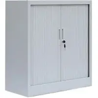 LÜLLMANN Rollladenschrank 555110, aus Metall, abschließbar, 100 x 105 x 46 cm (B/H/T), lichtgrau, 2 Böden