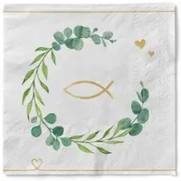 Sovie HORECA Serviette Eukalyptus/Fisch aus Tissue 33 x 33 cm, 3-lagig, 100 Stück