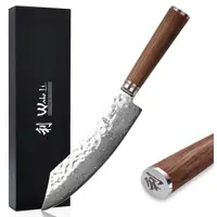 Wakoli Nussbaum Damast Blockmesser I 20 cm Klinge I Nussbaumholzgriff