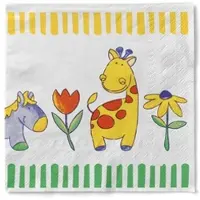 Sovie HORECA Serviette Bobby in weiß aus Tissue 33 x 33 cm, 100 Stück - Tiere Streifen Blumen Kinder Geburtstag