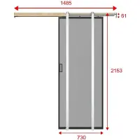 Vente-unique Schiebetür mit Galandage-System - Aluminium & rauchfarbenes Sicherheitsglas - 205 cm x 73 cm - LINCI II