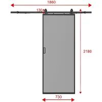 Vente-unique Schiebetür mit Laufschienensystem - Aluminium & rauchfarbenes Sicherheitsglas - 205 cm x 73 cm - LINCI II