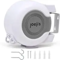 Joeji's Kitchen JOEJI‚ÄôS KITCHEN Wand-Wäscheleine Doppelte 15 Meter ausziehbare Wäscheleine / 2 x 15m Outdoor/Wäscheständer Wandmontage mit Schrauben, Wäschetrockner