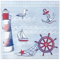 Sovie HORECA Serviette Meeresbrise in Blau aus Tissue Deluxe, 4-lagig, 40 x 40 cm, 50 Stück - Maritim