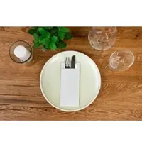 Sovie HORECA Papierbestecktaschen in Perlgrau mit Tissue-Serviette in Weiß, 20 cm x 8,5 cm - 100 Stück