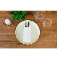 Sovie HORECA Papierbestecktaschen in Weiß mit Tissue-Serviette in Weiß, 20 cm x 8,5 cm - 100 Stück