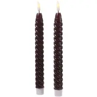 MARELIDA LED Stabkerzen Twist Tafelkerzen gedreht Echtwachs 25cm Timer rot 2St
