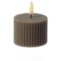 Uyuni LED Mini Kerze Thea mit Rillen Timer bis 400Std. D: 5,8cm sand