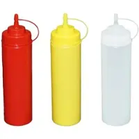 GVK Je 1 Stück rot, gelb, transparente Quetschflaschen 0,76 Liter Dosierflasche Spenderflasche Dressingflasche