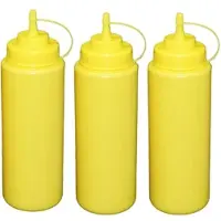 GVK 3 Stück gelbe Quetschflaschen 1 Liter Dosierflasche Spenderflasche Dressingflasche
