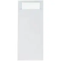 Mank Bestecktasche in Perlgrau 85 x 200 mm, mit 2-lagiger Tissue-Serviette in Weiß - 500 Stück