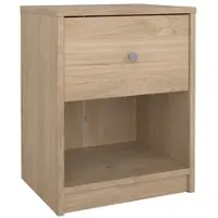 Wellhome - Nachttisch aus Holz mit 1 Schublade in der Farbe Eiche 38 x 31 x 49 cm - Ebro Oak