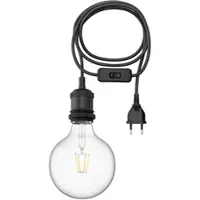 Ledscom.de 3 m Textilkabel RETRA, Vintage, Stecker, Schalter, schwarz + LED Lampe 838lm warmweiß