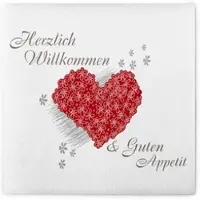 Sovie HORECA Serviette Herzlich Willkommen in Weiß aus Linclass Airlaid 40 x 40 cm, 50 Stück