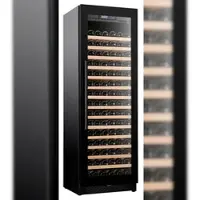 Chefgastro Weinkühlschrank VINCOOL für 115 Flaschen | 1x Glastür + LED & 1x Zone | 325 Ltr, HxBxT 178x59,5x57cm | +5/+20°C | Schwarz | + Geschirrtuch