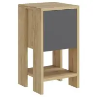 Dmora Nachttisch Dkarsdor, Niedrige Kommode, Tisch, Multifunktionaler Nachttisch, 30x30h55 cm, Eiche und Anthrazit