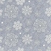 Mank Serviette Tissue Steven in Silbergrau, 33 x 33 cm, 100 Stück - Weihnachten Schneekristalle
