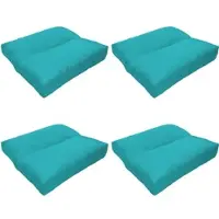 NYVI Loungekissen SunLounge Outdoor 50x50 cm Aqua 4er Set - Wasserabweisend, Schmutzabweisend, Bequem, für Stühle, Bänke, Boden