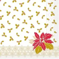 Mank Tissue Serviette Anja, 33 x 33 cm, 3-lagig, 100 Stück - Weihnachten Amaryllis