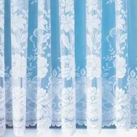Arsvita Gardine Jacquard Universalband Spitzenoptik Vorhang Blumenmuster weiß, Auswahl: 300 x 145 cm, Design: Thekla