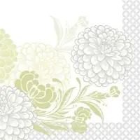 Mank Serviette Serviette Clarissa in Grün 40 x 40 cm, 50 Stück - Dahlien Blumen stoffähnlich