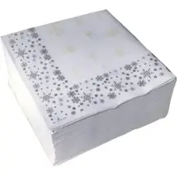 Ornamensa 50 Servietten Weihnachten Airlaid 40cm x 40cm weiß mit Schneeflocken-Motiv