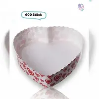 Blanc HYGIENIC Papier-Backformen Herz weiß-rot, 600 Stück, 135x135x35mm, 420ml, Backofen geeignet, aluminiumfrei