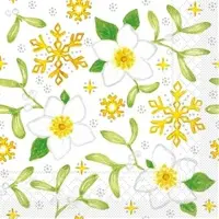 Mank Serviette Tissue Mistletoe, 33 x 33 cm, 100 Stück - Weihnachten Mistelzweige