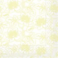 Mank Serviette aus Tissue - Hedda in Gelb 33 x 33 cm, 100 Stück - Floral Blütenranke