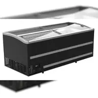 Chefgastro Supermarkt Tiefkühltruhe EMDA | 2x Glasschiebedeckel + LED | 870 Liter, HxBxT 89,4x187,9x95,2cm | -18/-23°C | Schwarz | + Geschirrtuch