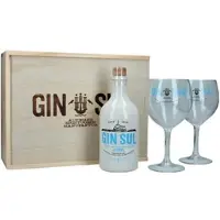 Gin Sul Geschenkset mit zwei Gläsern in Holzbox - Gin