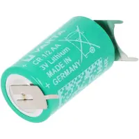 Varta CR1/2AA Lithium Batterie 6127 mit 3er Print Lötfahne, Pluskontakt 1er, Minus 2er, Rastermaß 10mm