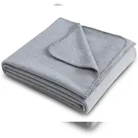Wometo PREMIUM Fleecedecke melange OEKO-TEX 140x190 ca. 700g extra dick - grau melange (Bi-Color) mit Anti-Pilling und Qualitäts-Kettelrand