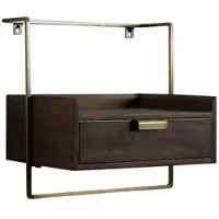 KADIMA DESIGN Nachtkonsole für Wandmontage 44x45x35 cm Mango Massivholz Dunkelbraun, Nachttisch mit Schublade, Wandboard Schwebend für Boxspringbett, Nachtschrank