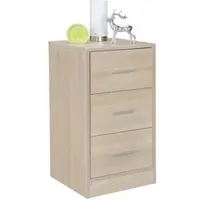 KADIMA DESIGN NACHTTISCH Holz 3 Schubladen Extra Hoch FOGGIA, Sonoma 38x35x68 cm
