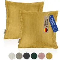 Lycce 2er Set Kissenbezug aus trendigem Cordstoff (40 x 40 cm)