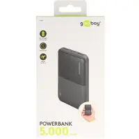Goobay Powerbank Compact 5.000mAh, ultrakompakt und leicht, Anti-Rutsch Oberfläche, inkl. Ladekabel