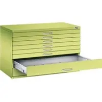 C+P CP-Möbel Planschrank 7101-200, viridingrün, DIN A1, aus Metall, 100% Auszug, 110 x 76 x 76,5 cm, 8 Schubladen