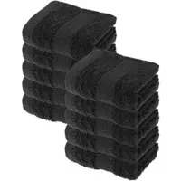 Julie Julsen Julie-Julsen Handtuch Bio, schwarz, 30 x 50 cm, Gästetuch mit Bordüre, 100% Bio-Baumwolle, 550 g/m2, 10 Stück