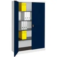 Mauser Aktenschrank entero BF5-12, aus Metall, abschließbar, 120 x 195 x 50 cm (B/H/T) blau / lichtgrau