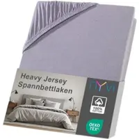 NYVI Spannbettlaken DreamScience Heavy Jersey - Spannbetttuch, Formstabil, 160g/m2, Rundum-Gummizug, Bügelfrei Farbe:grau;Größe:90x200 - 100x200 cm