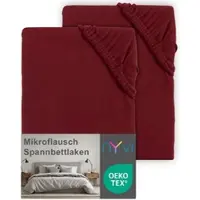 NYVI Spannbettlaken DreamScience Mikroflausch - Kuschelweiches & Wärmendes Bettlaken Spannbetttuch Farbe:bordeaux;Größe:140x200 - 160x200 cm (2er Pack)