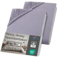 NYVI Spannbettlaken DreamScience Heavy Jersey - Spannbetttuch, Formstabil, 160g/m2, Rundum-Gummizug, Bügelfrei 120x200 - 130x200 cm (2er Pack) grau