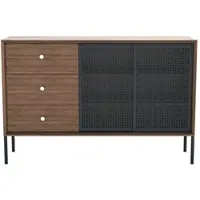 Harto - Gabin Sideboard hoch mit Schubladen, Walnuss natur / schiefergrau