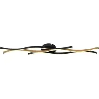 Globo LED Deckenleuchte, Metall, Holzoptik, Schwarz-matt, L 108 cm