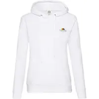 Fruit Of The Loom Damen Kapuzenpullover mit kleinem Vintage-Logo, weiß - Vintage-Logo klein, L