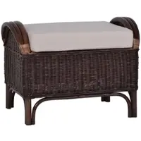 MiaMöbel Rattan Hocker 'Panama' dunkelbraun 100% Baumwolle, Massivholz, Rattan Mango
