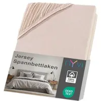 NYVI Jersey Spannbettlaken DreamScience für Matratzen bis 22 cm Höhe - Weich & Anschmiegsam, Rundumgummizug, Bügelfrei 180x200 - 200x200 cm beige