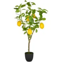 Creativ Green Kunstpflanze Zitronenbaum, Kunstbaum im Topf mit Kunststoffstamm, Höhe 90 cm