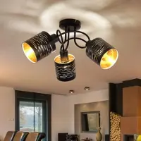 ETC Decken Leuchte Dekor Stanzungen Design Strahler schwarz gold Wohn Zimmer Beleuchtung Spot Rondell Lampe